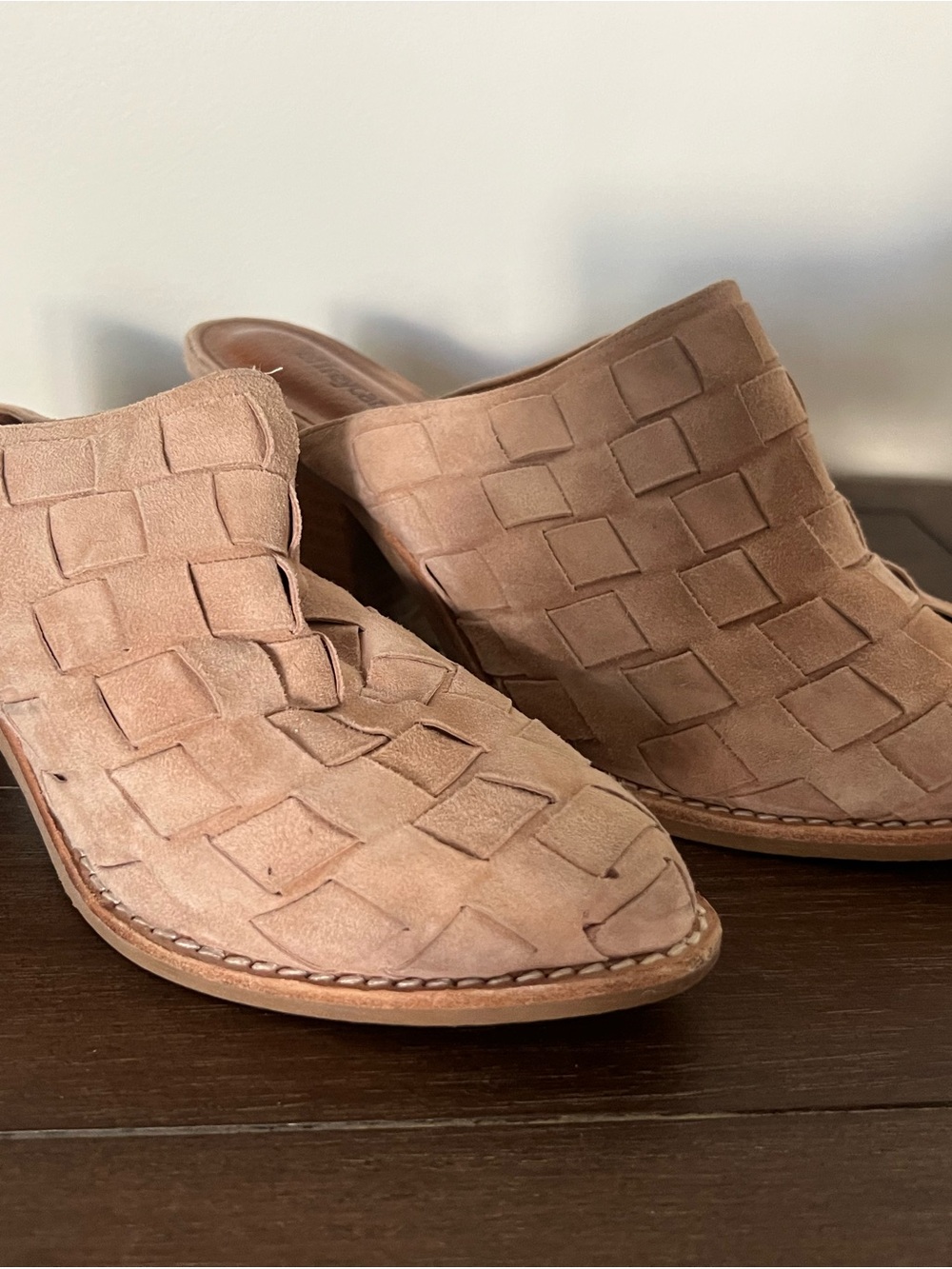 Jeffrey Campbell Woven Suede Mules in Tan